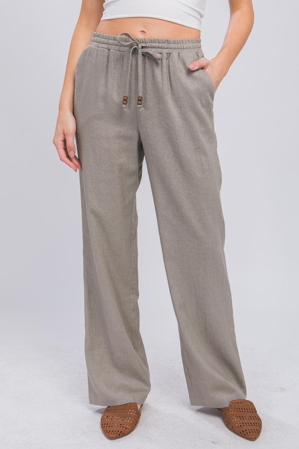 Love Tree Drawstring Wide Leg Pants - Divasha