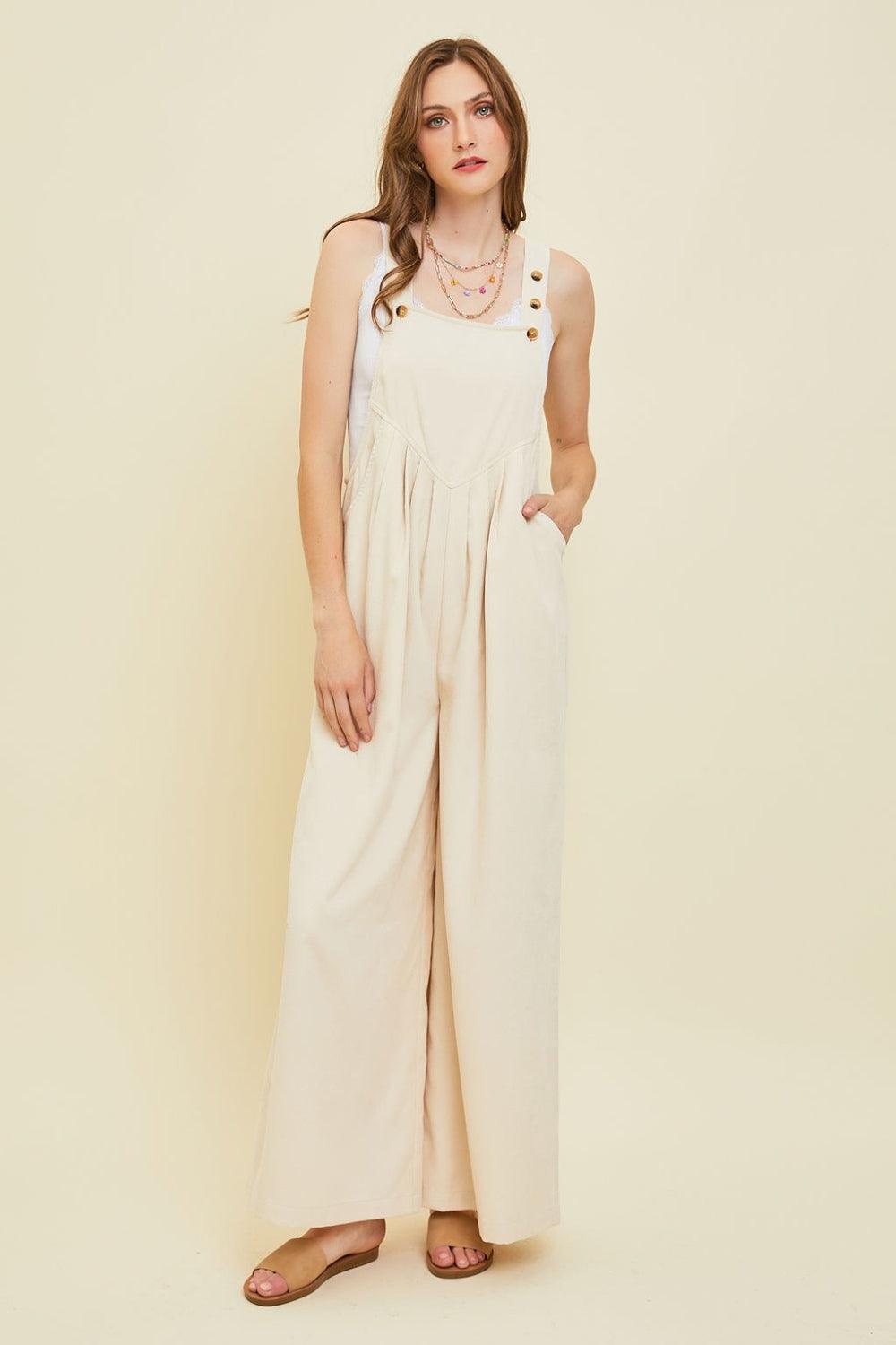 HEYSON Full Size Corduroy Sleeveless Wide-Leg Overall - Divasha