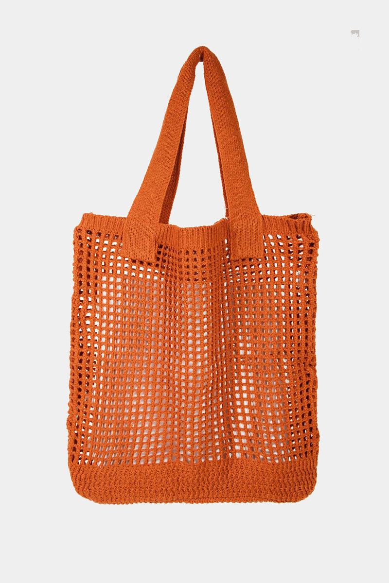 Fame Pointelle Knit Crochet Tote Bag - Divasha