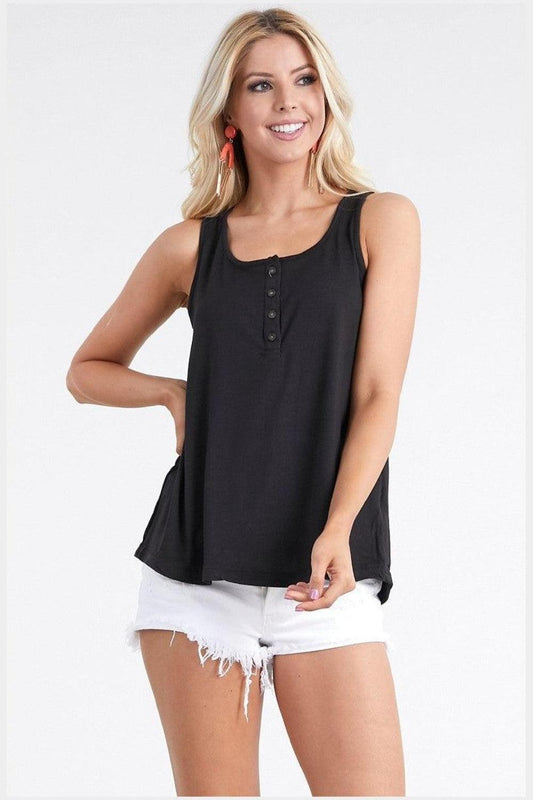 Ninexis Square Neck Half Button Tank - Divasha