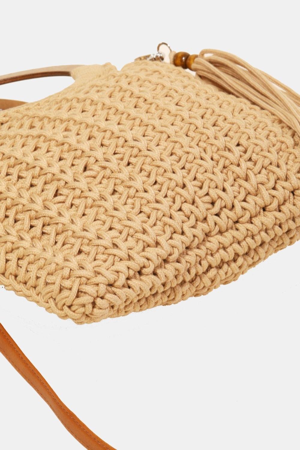 Fame Crochet Knit Convertible Tote Bag with Tassel - Divasha