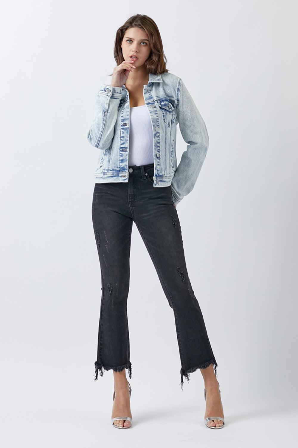 RISEN Button Up Washed Denim Jacket - Divasha