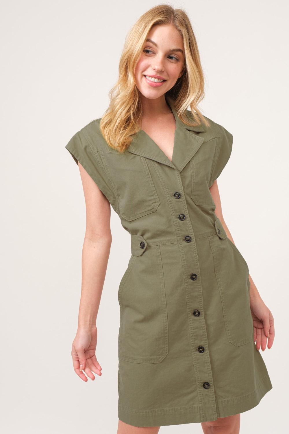 And The Why Button Up Sleeveless Dress - Divasha