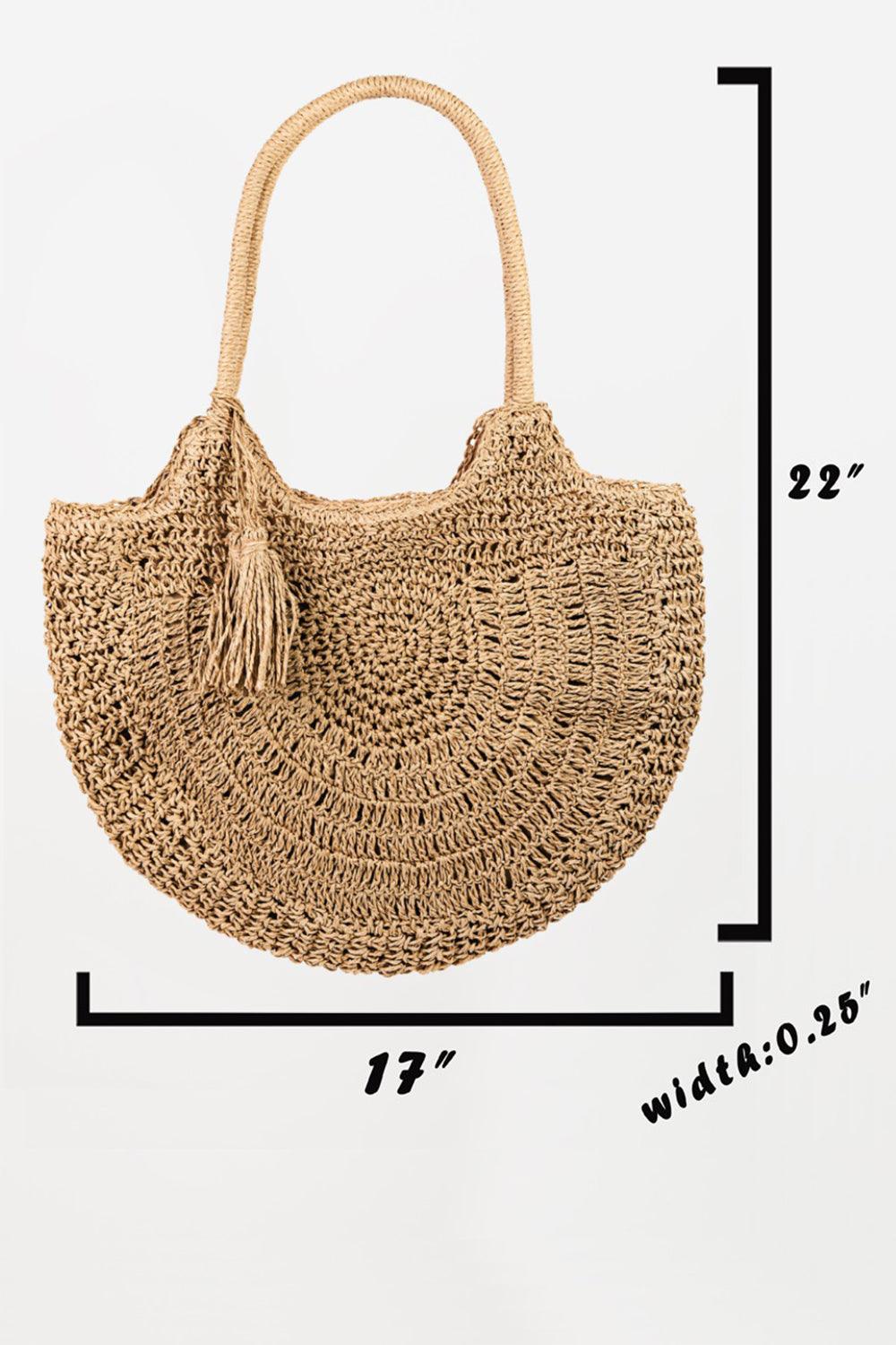 Fame Straw Braided Tote Bag with Tassel - Divasha