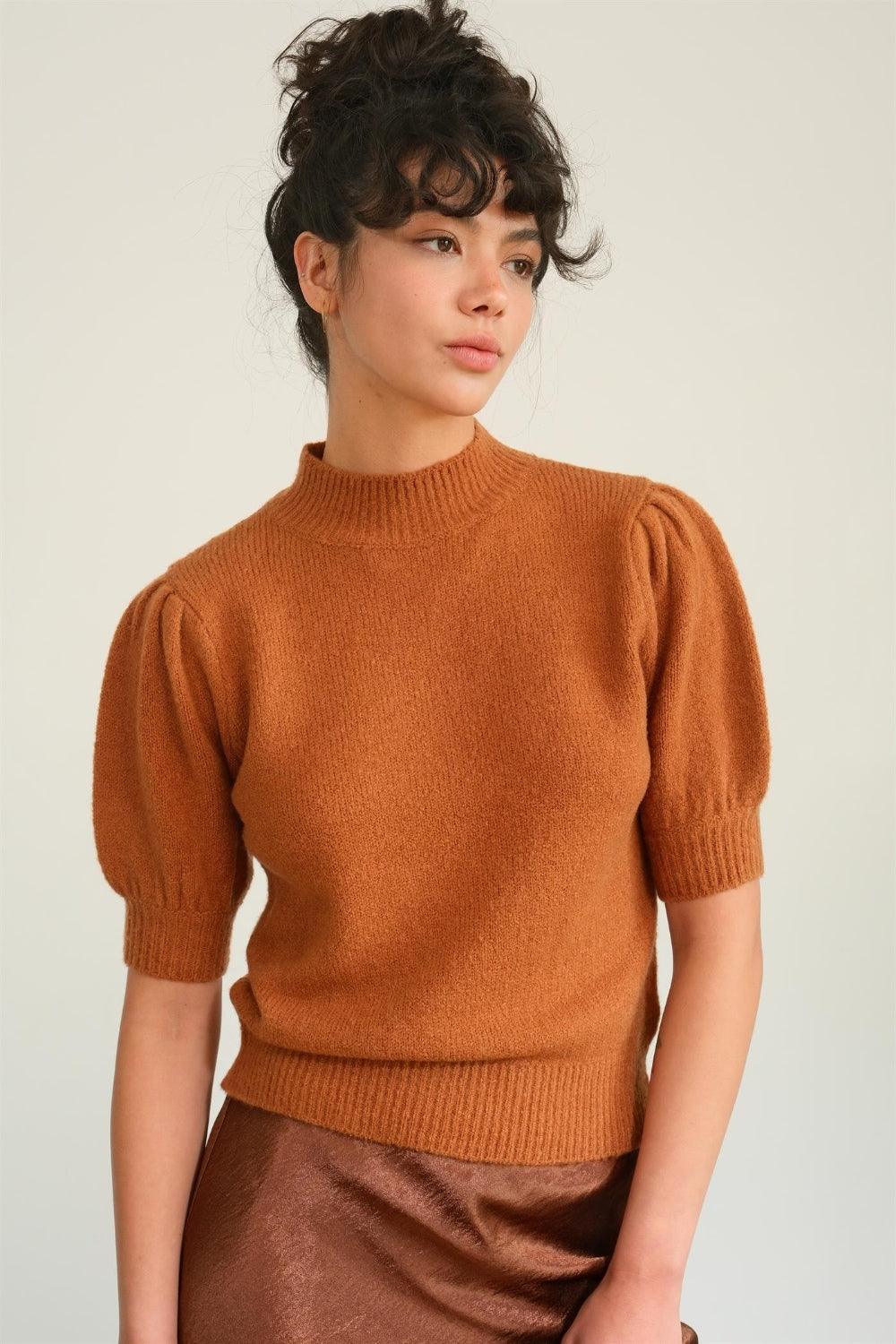 HYFVE Mock Neck Puff Sleeve Sweater - Divasha