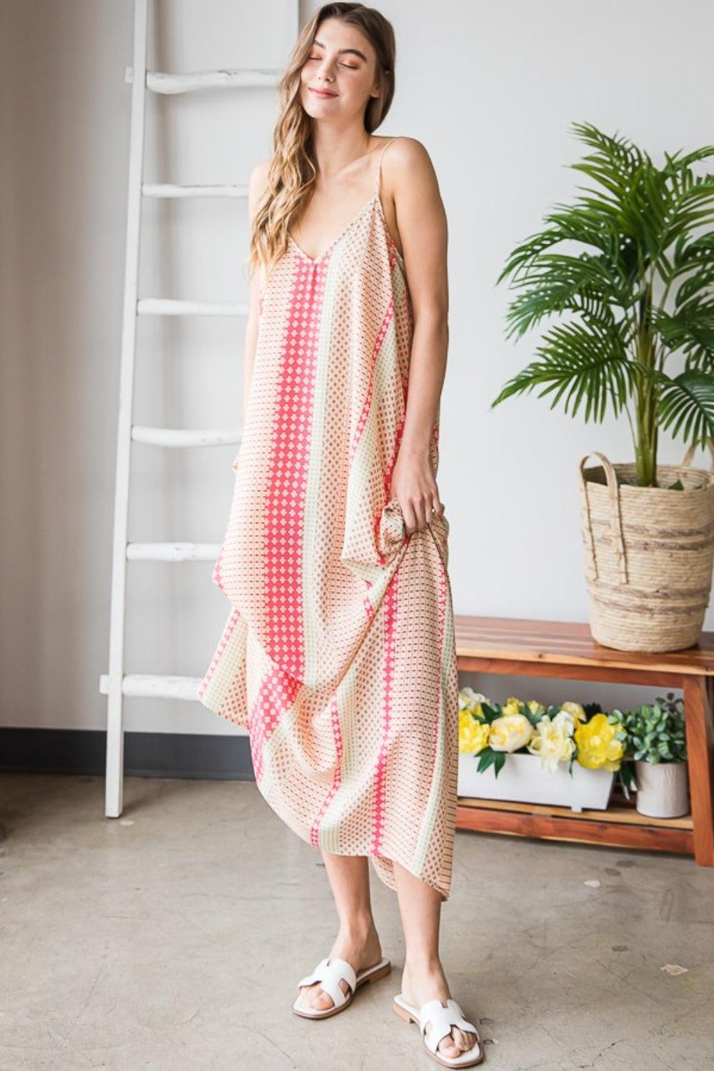 Heimish Printed Maxi Cami Dress with Pockets - Divasha