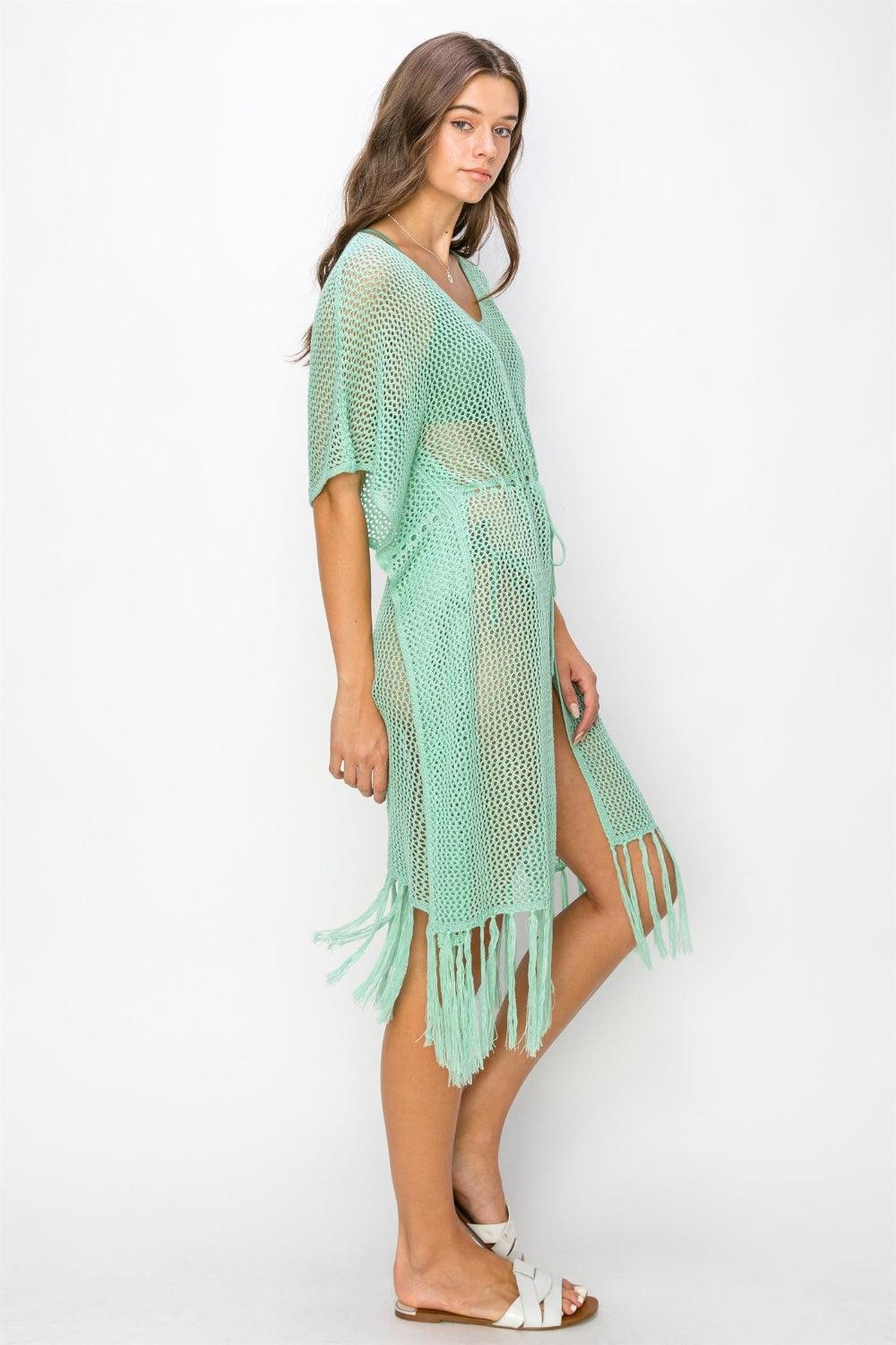 HYFVE Drawstring Waist Fringed Hem Cover Up - Divasha