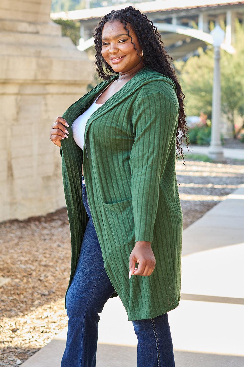 Basic Bae Full Size Hooded Sweater Cardigan - Divasha