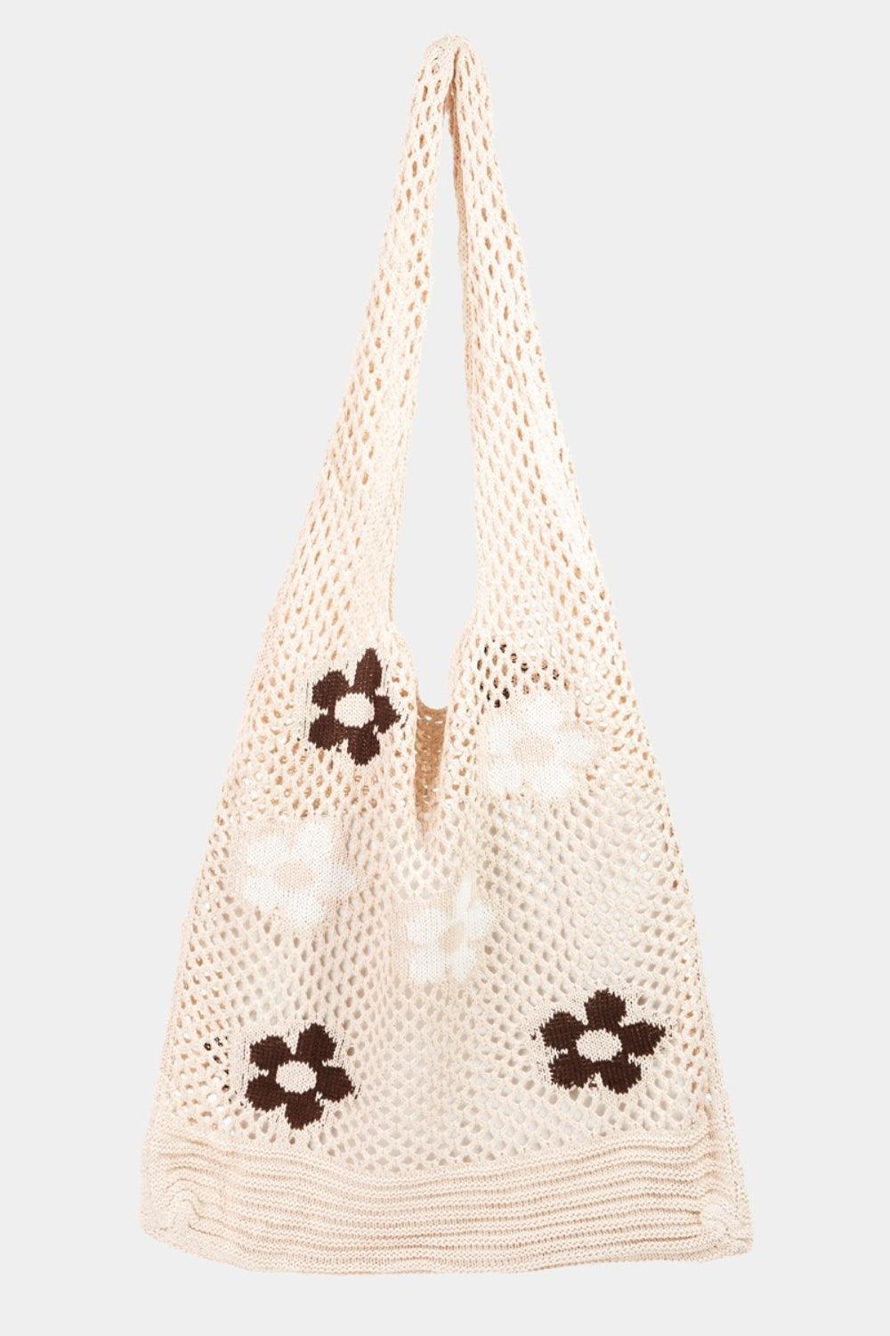 Fame Flower Pattern Knitted Tote Bag - Divasha