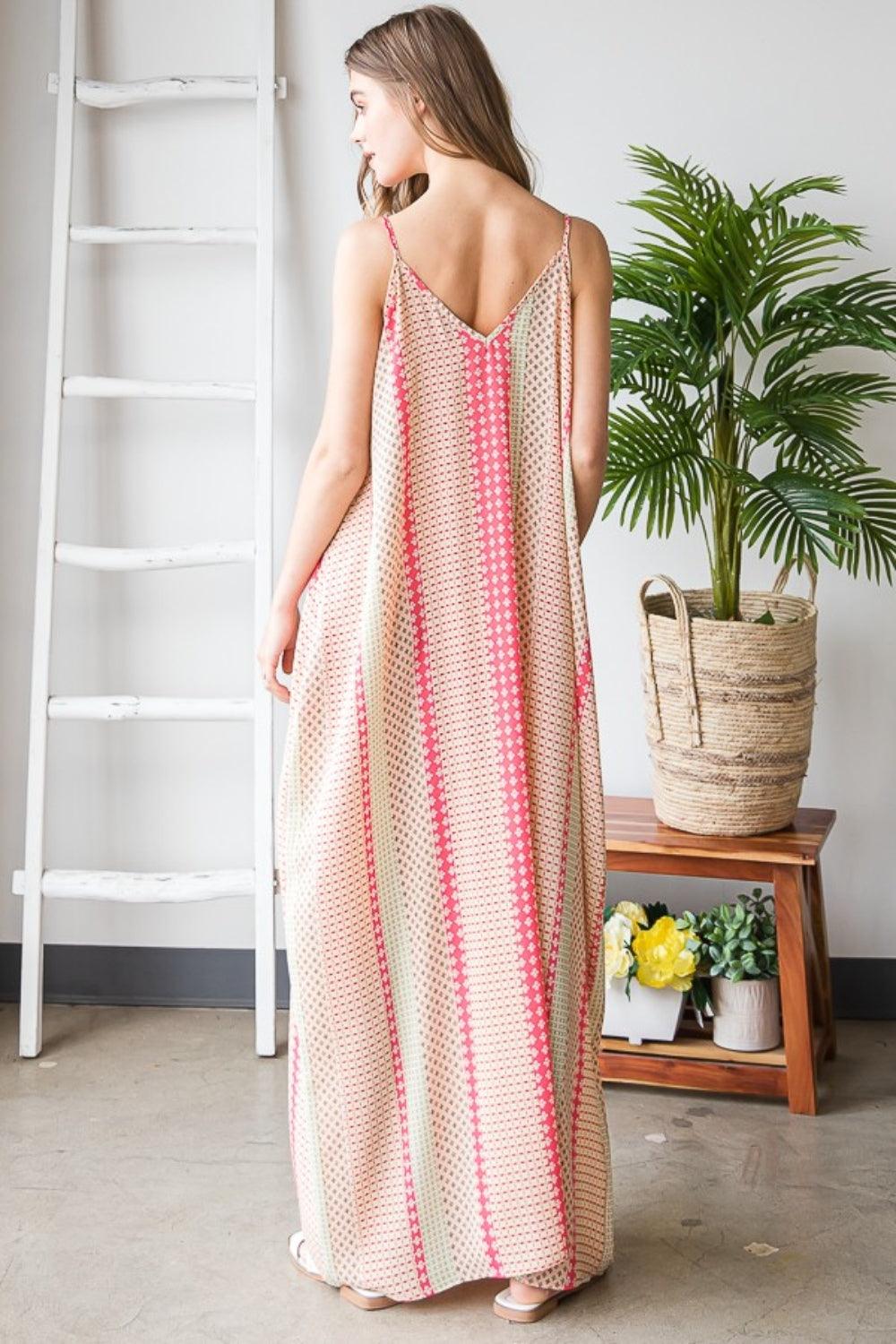 Heimish Printed Maxi Cami Dress with Pockets - Divasha