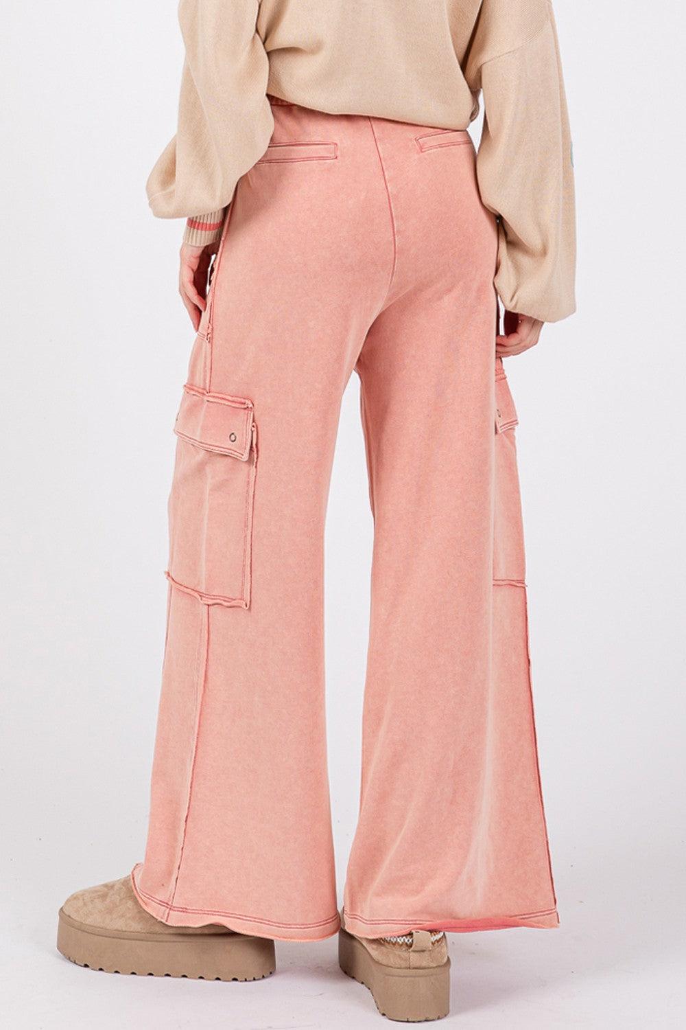 SAGE + FIG Knit Terry Mineral Wash Wide Leg Pants - Divasha