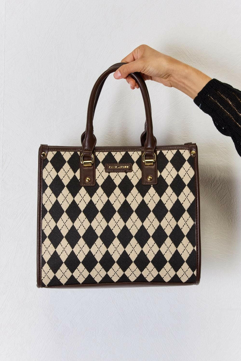 David Jones Argyle Pattern PU Leather Handbag - Divasha