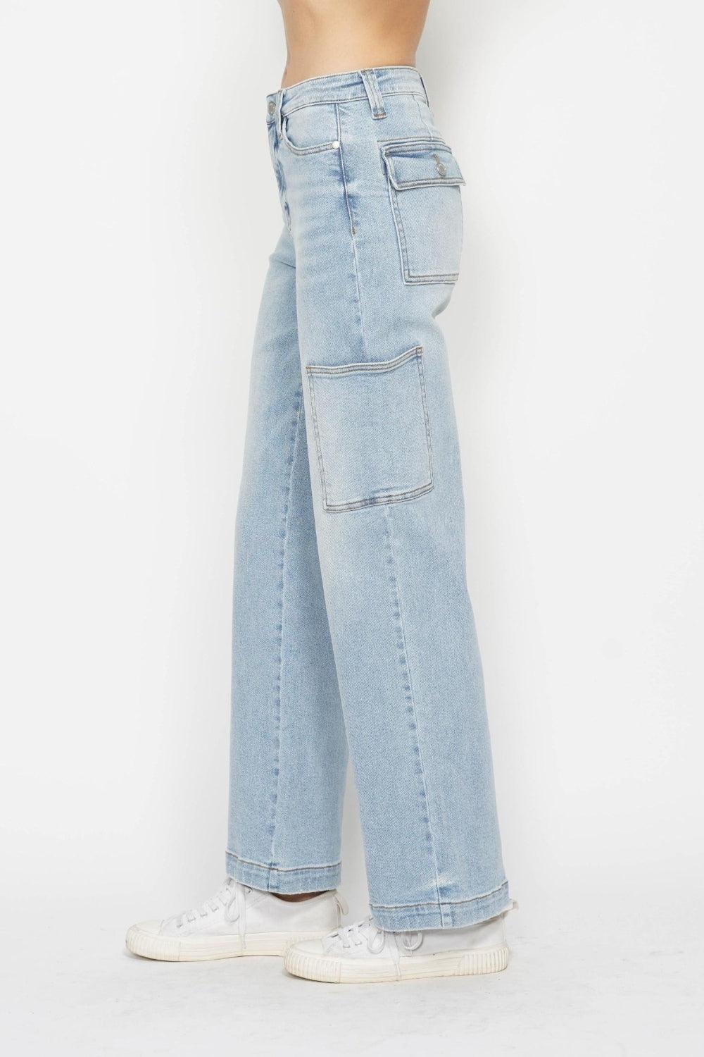 Judy Blue Full Size High Waist Straight Cargo Jeans - Divasha