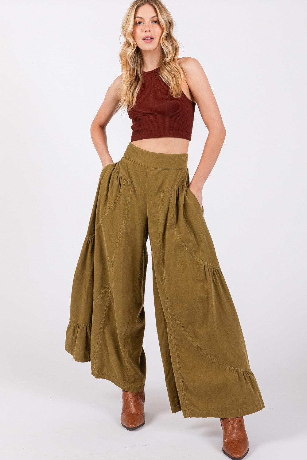 SAGE + FIG High Rise Corduroy Wide Leg Pants - Divasha