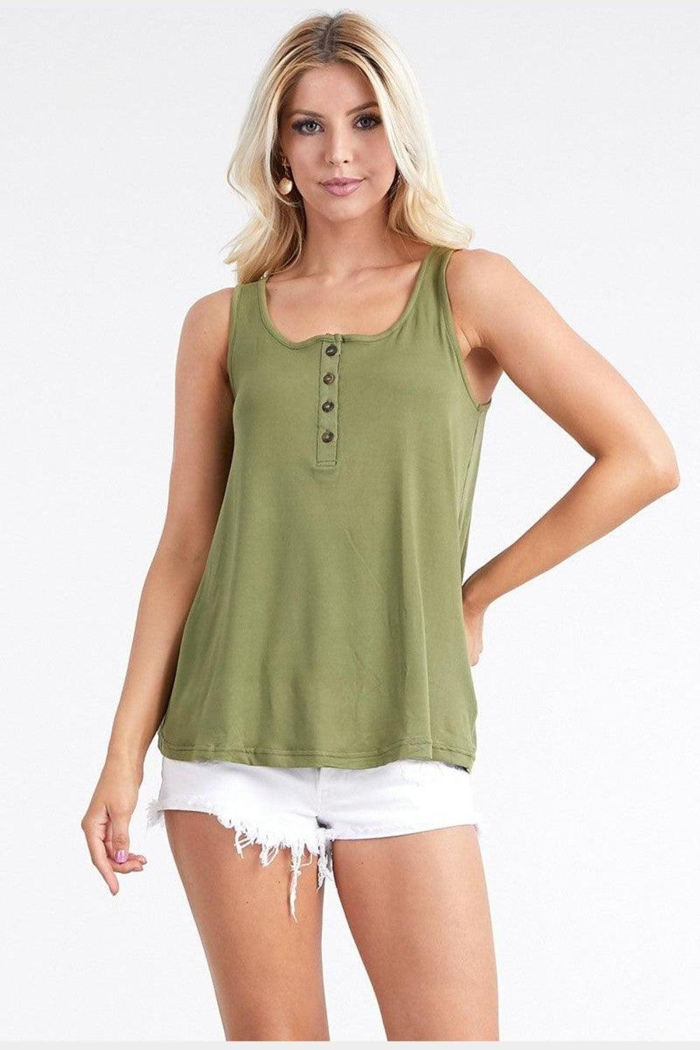 Ninexis Square Neck Half Button Tank - Divasha