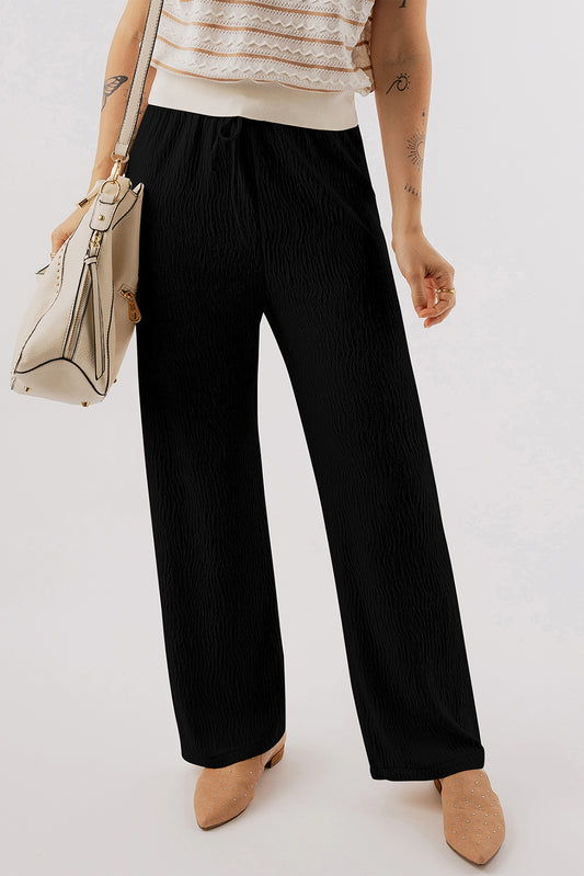 Textured Straight Leg Pants