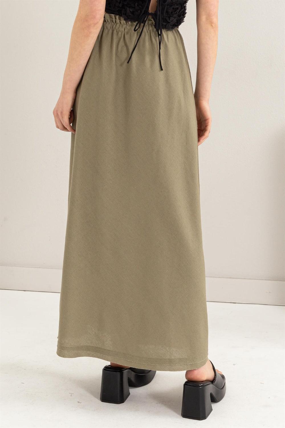 HYFVE Drawstring Washed Linen Maxi Skirt - Divasha