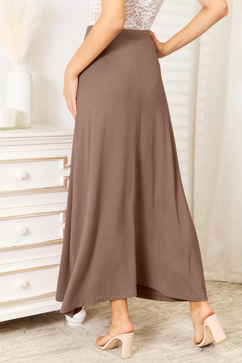 Double Take Full Size Soft Rayon Drawstring Waist Maxi Skirt - Divasha