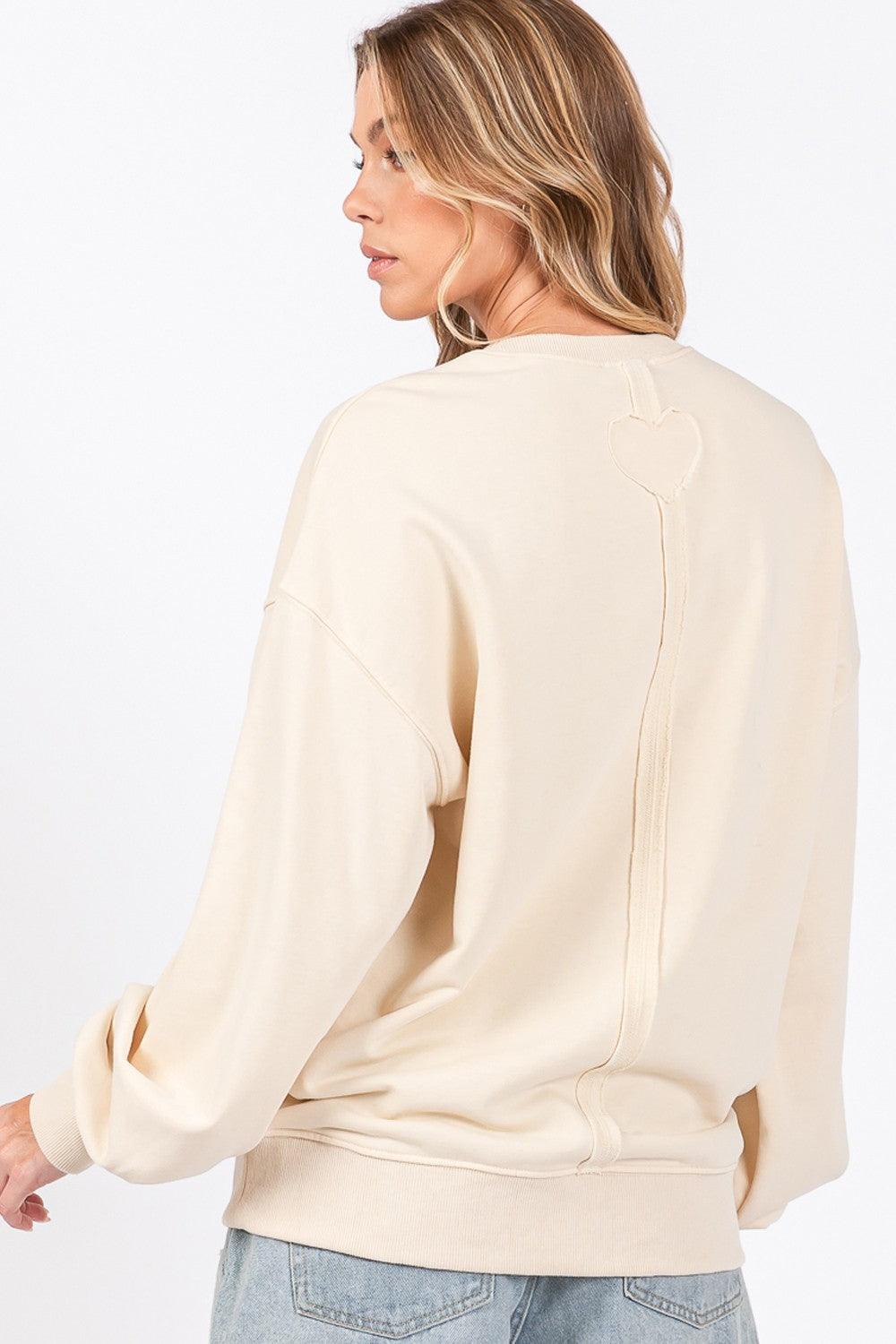 SAGE + FIG LOVE Path Applique Drop Shoulder Sweatshirt - Divasha