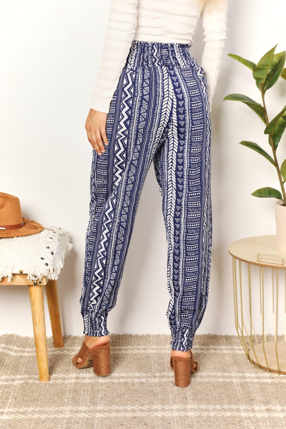 Perfee Geometric Print Tassel High-Rise Pants - Divasha