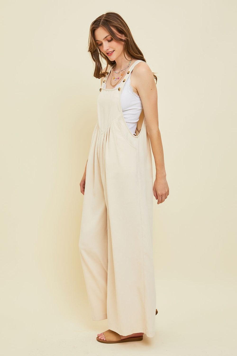 HEYSON Full Size Corduroy Sleeveless Wide-Leg Overall - Divasha