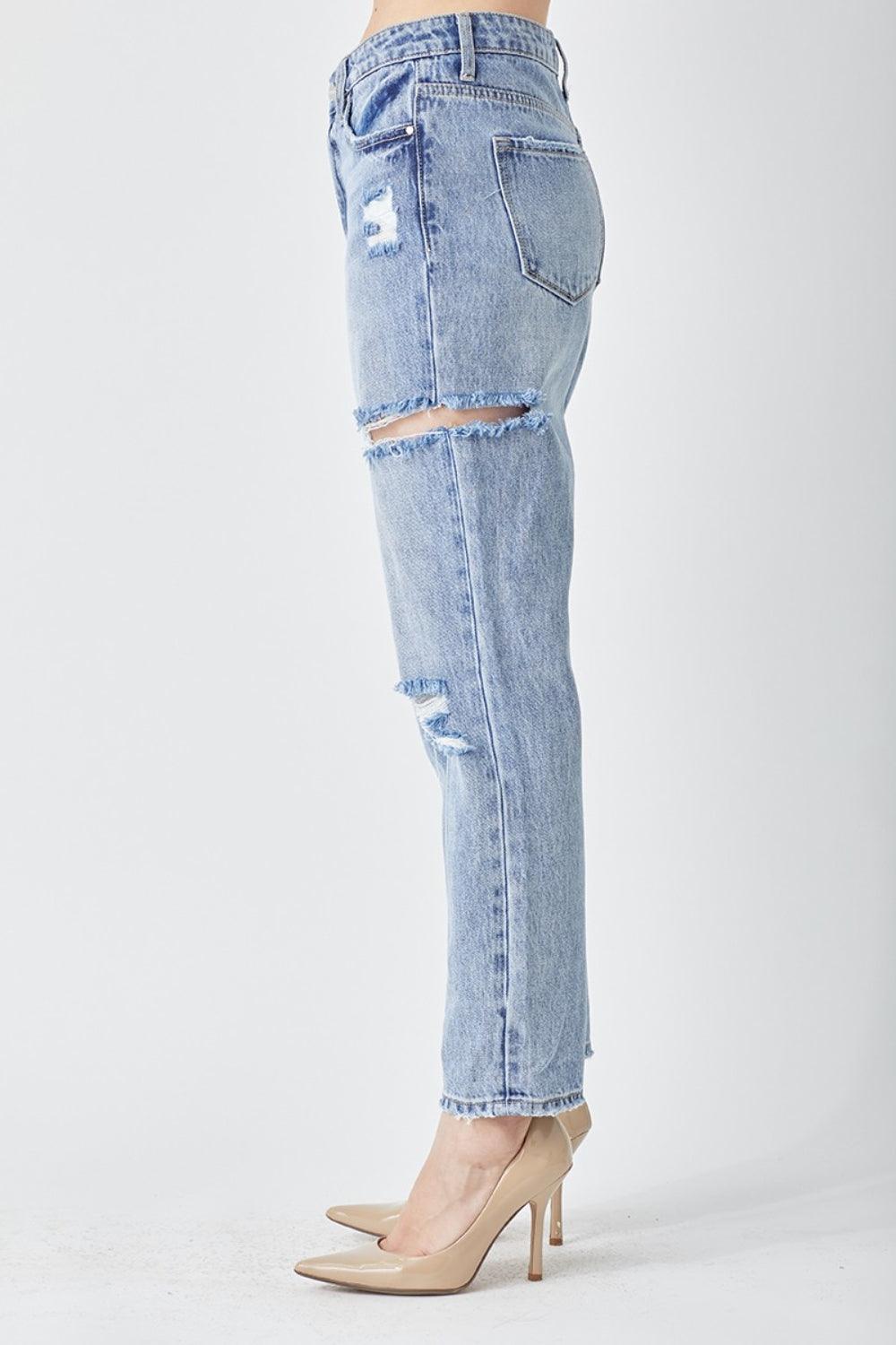 RISEN Distressed Slim Cropped Jeans - Divasha