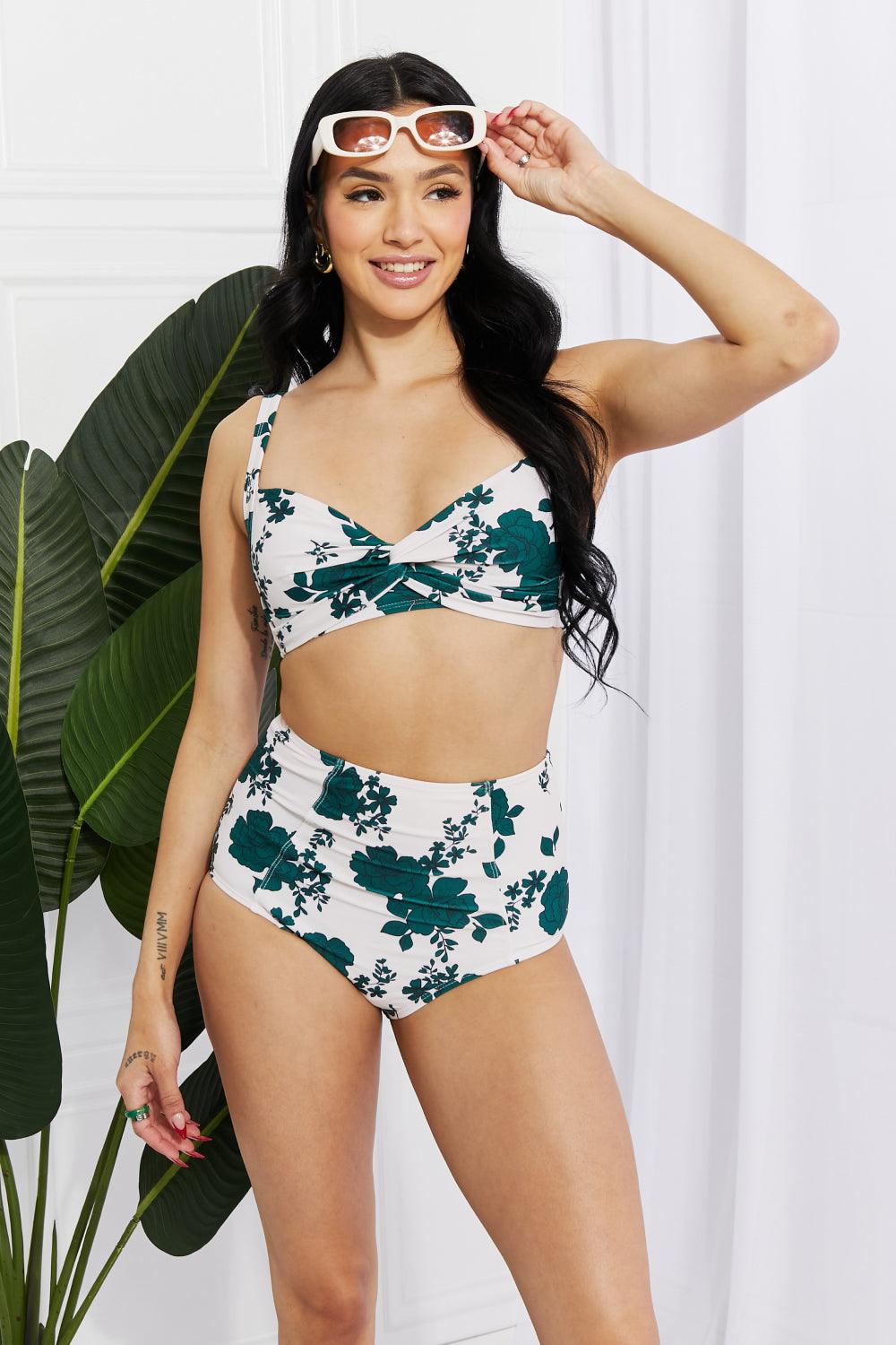 Marina West Swim Take A Dip Twist High-Rise Bikini in Forest - Divasha