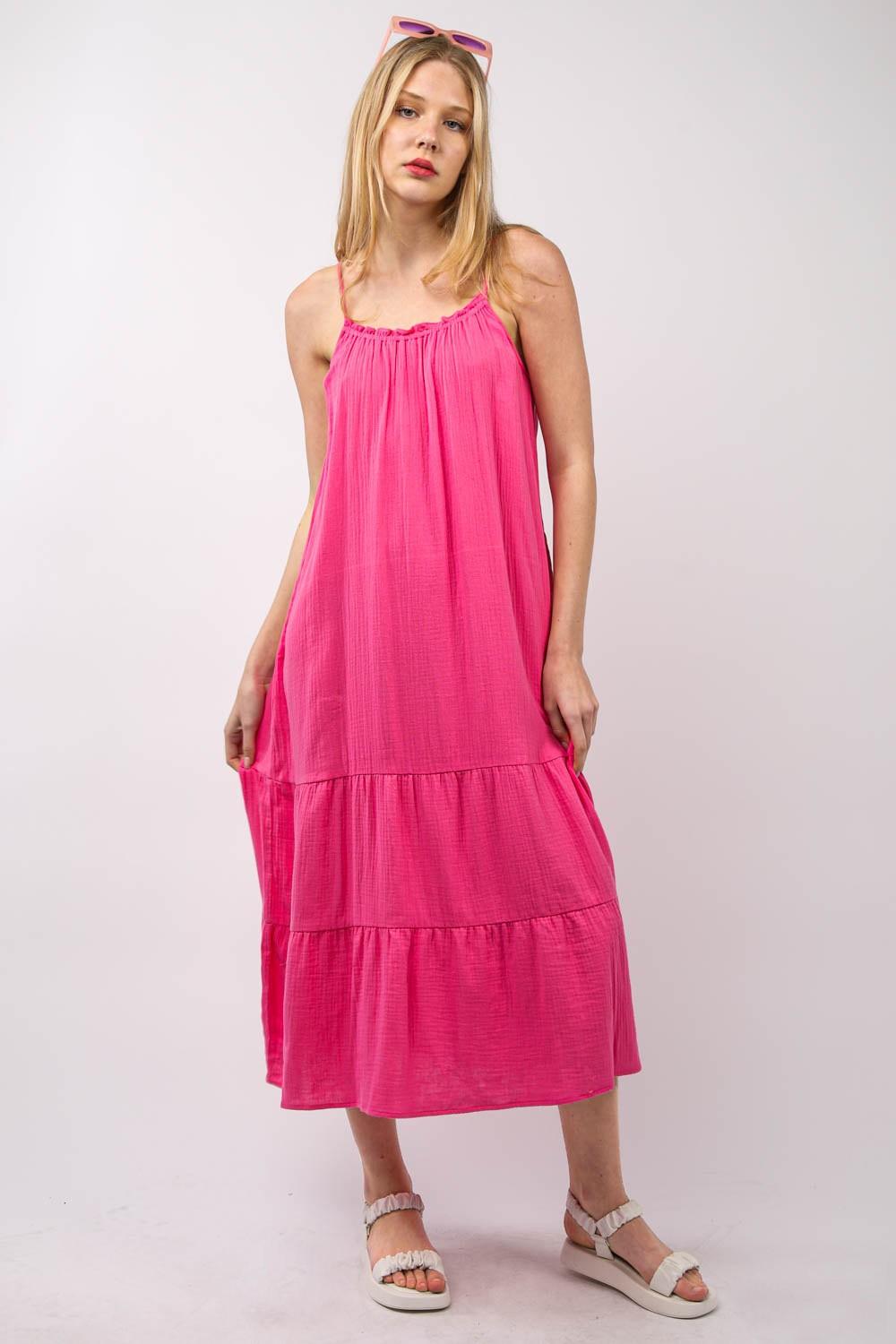 VERY J Ruffled A-Line Midi Cami Dress - Divasha