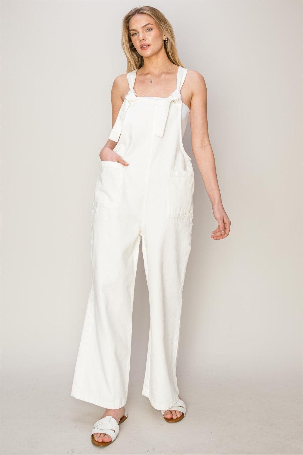 HYFVE Washed Twill Knotted Strap Overalls - Divasha