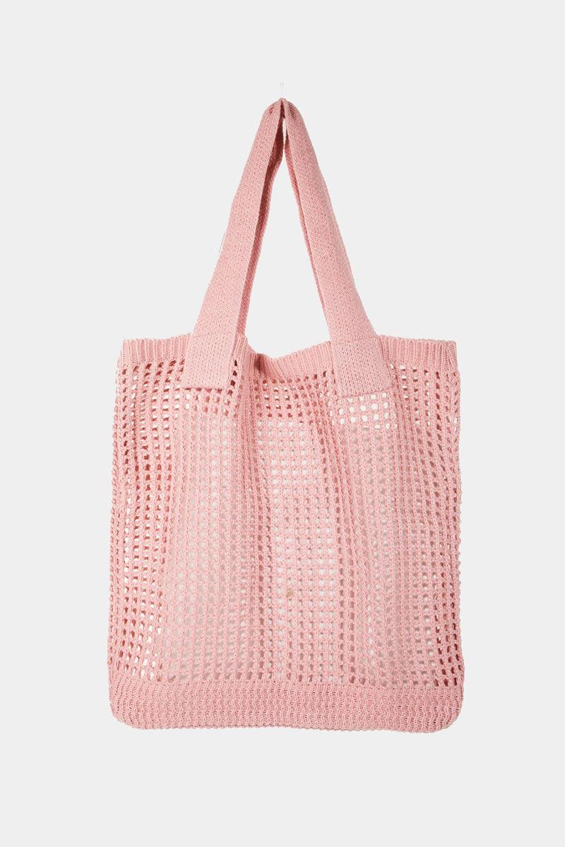 Fame Pointelle Knit Crochet Tote Bag - Divasha