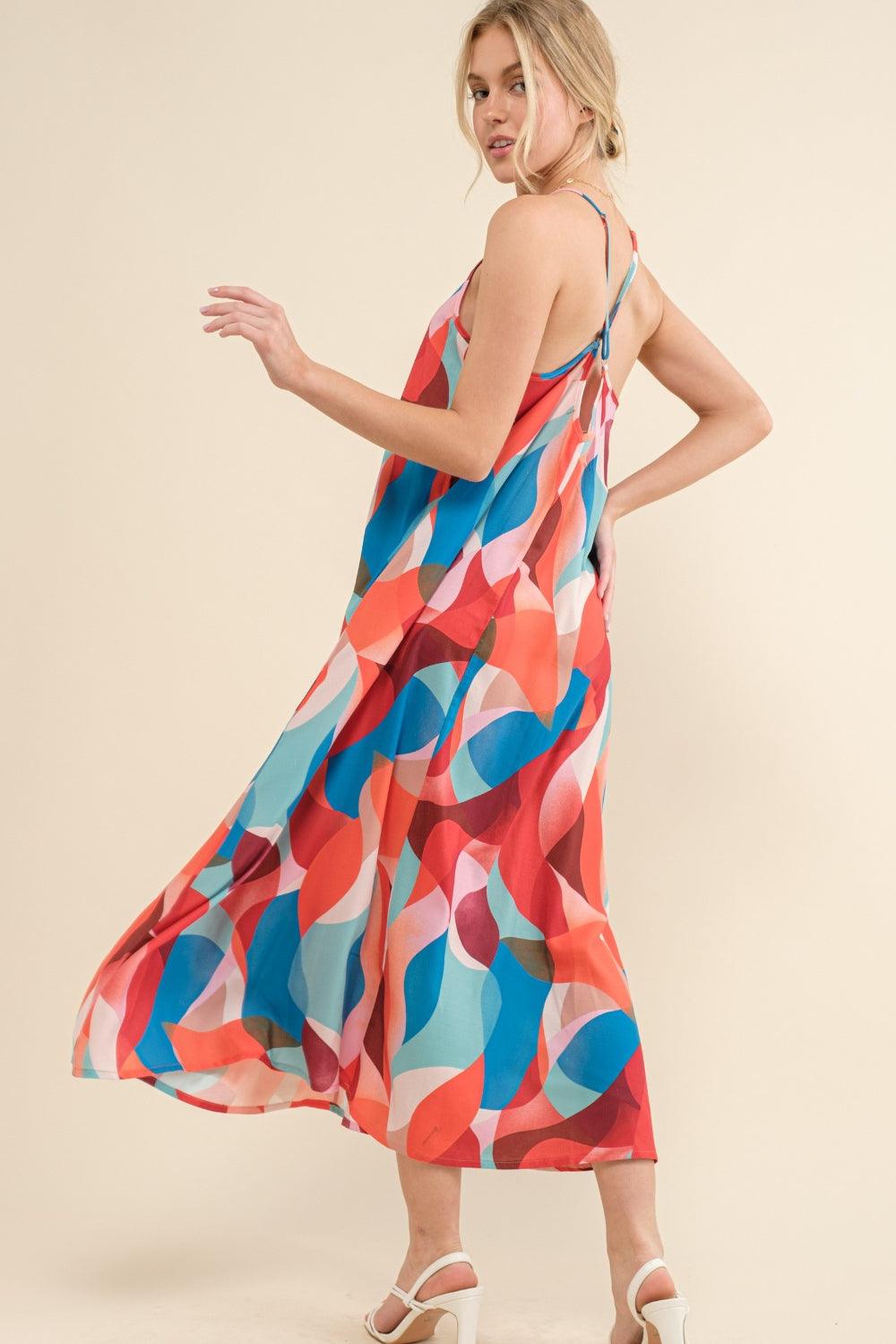 And the Why Printed Crisscross Back Cami Dress - Divasha