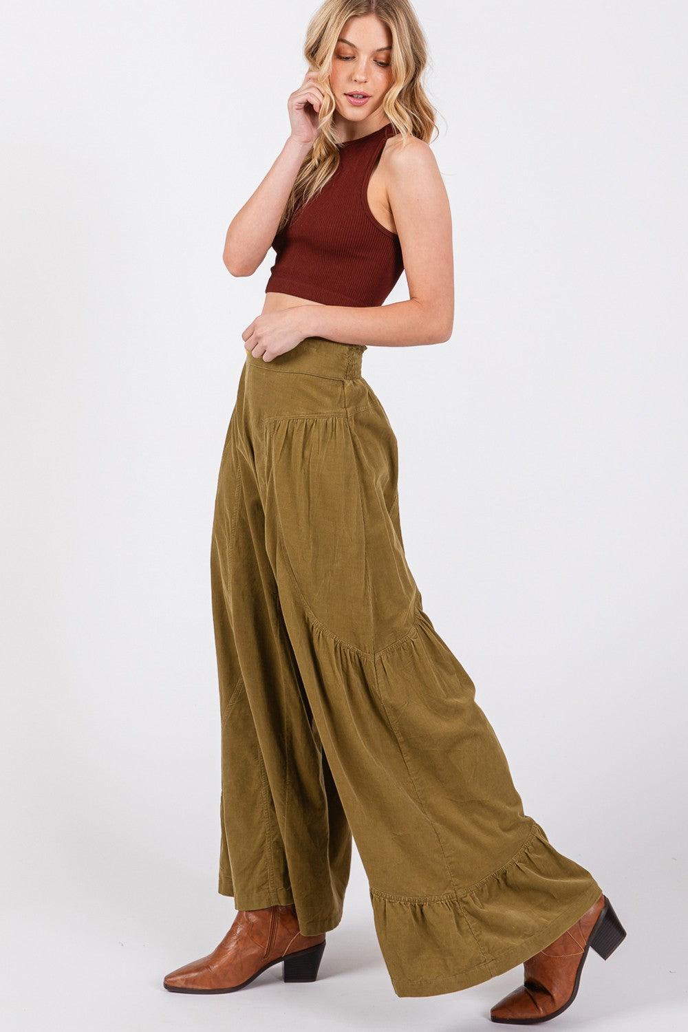 SAGE + FIG High Rise Corduroy Wide Leg Pants - Divasha