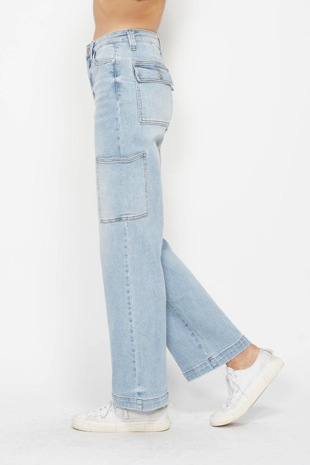 Judy Blue Full Size High Waist Straight Cargo Jeans - Divasha