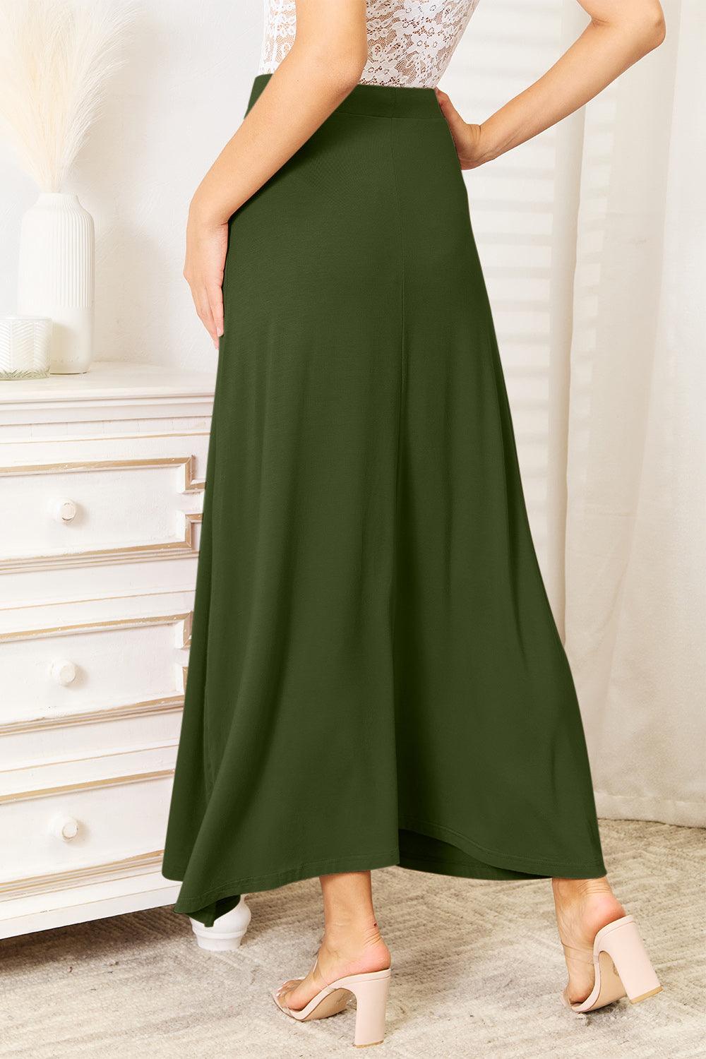 Double Take Full Size Soft Rayon Drawstring Waist Maxi Skirt - Divasha