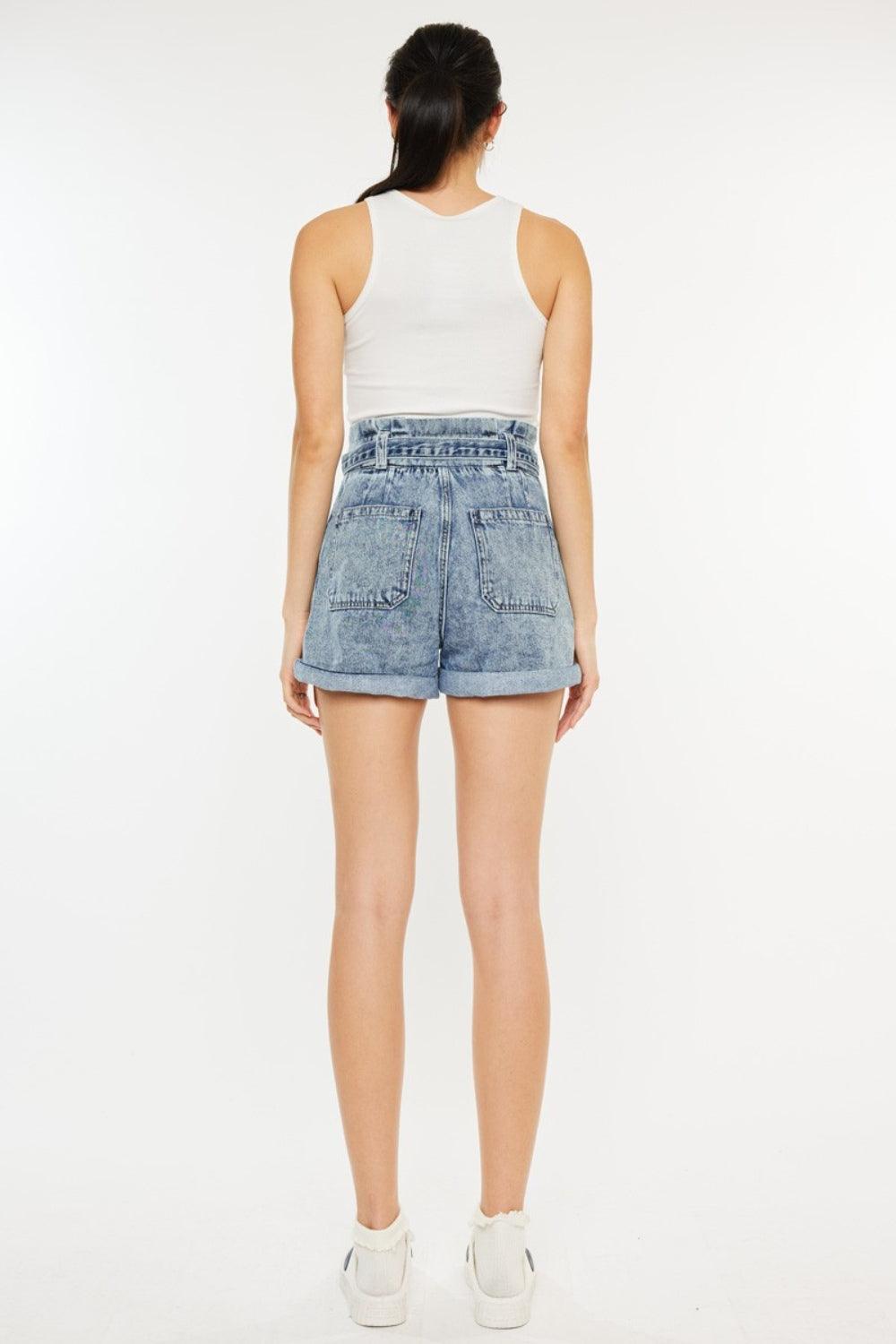 Kancan Ultra High Rise Paperbag Denim Shorts - Divasha