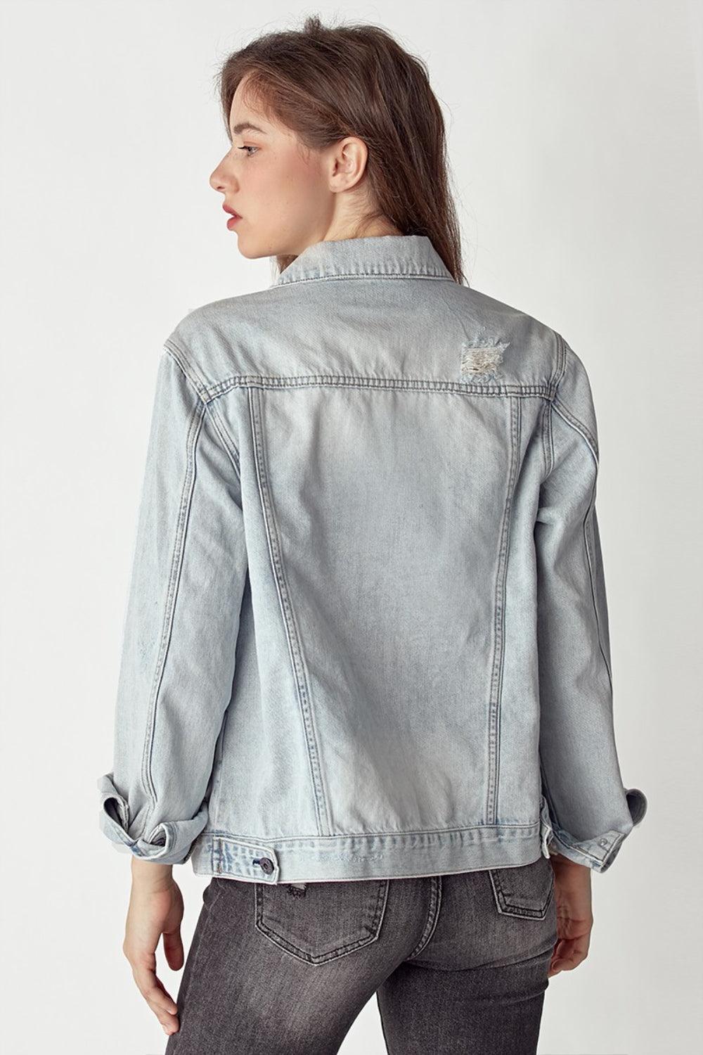 RISEN Distressed Button Up Jacket - Divasha