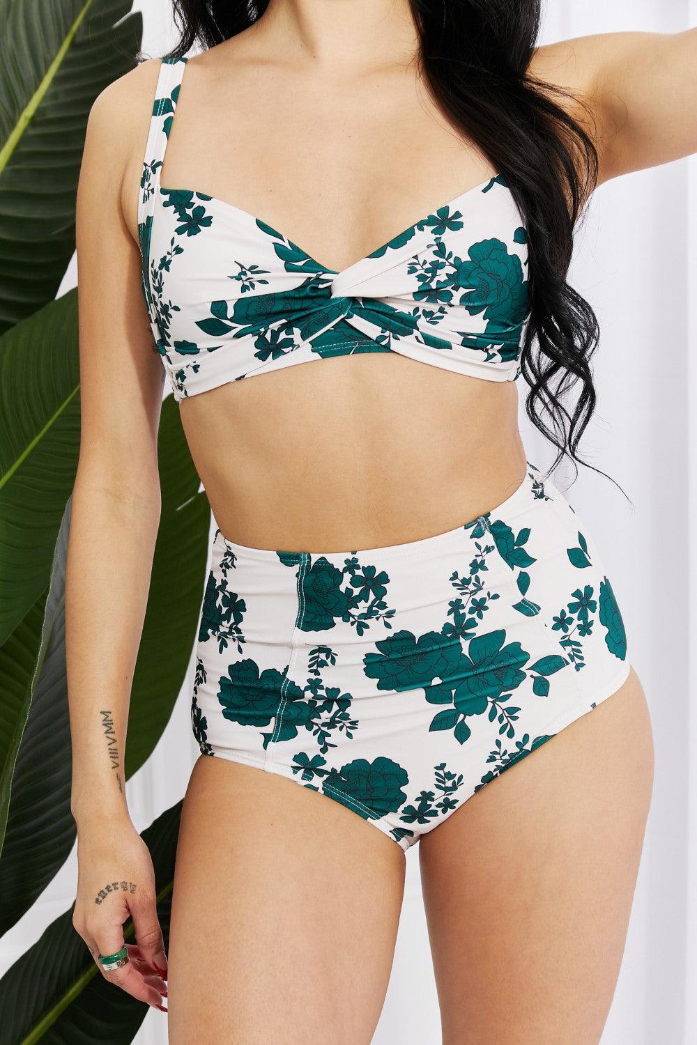 Marina West Swim Take A Dip Twist High-Rise Bikini in Forest - Divasha