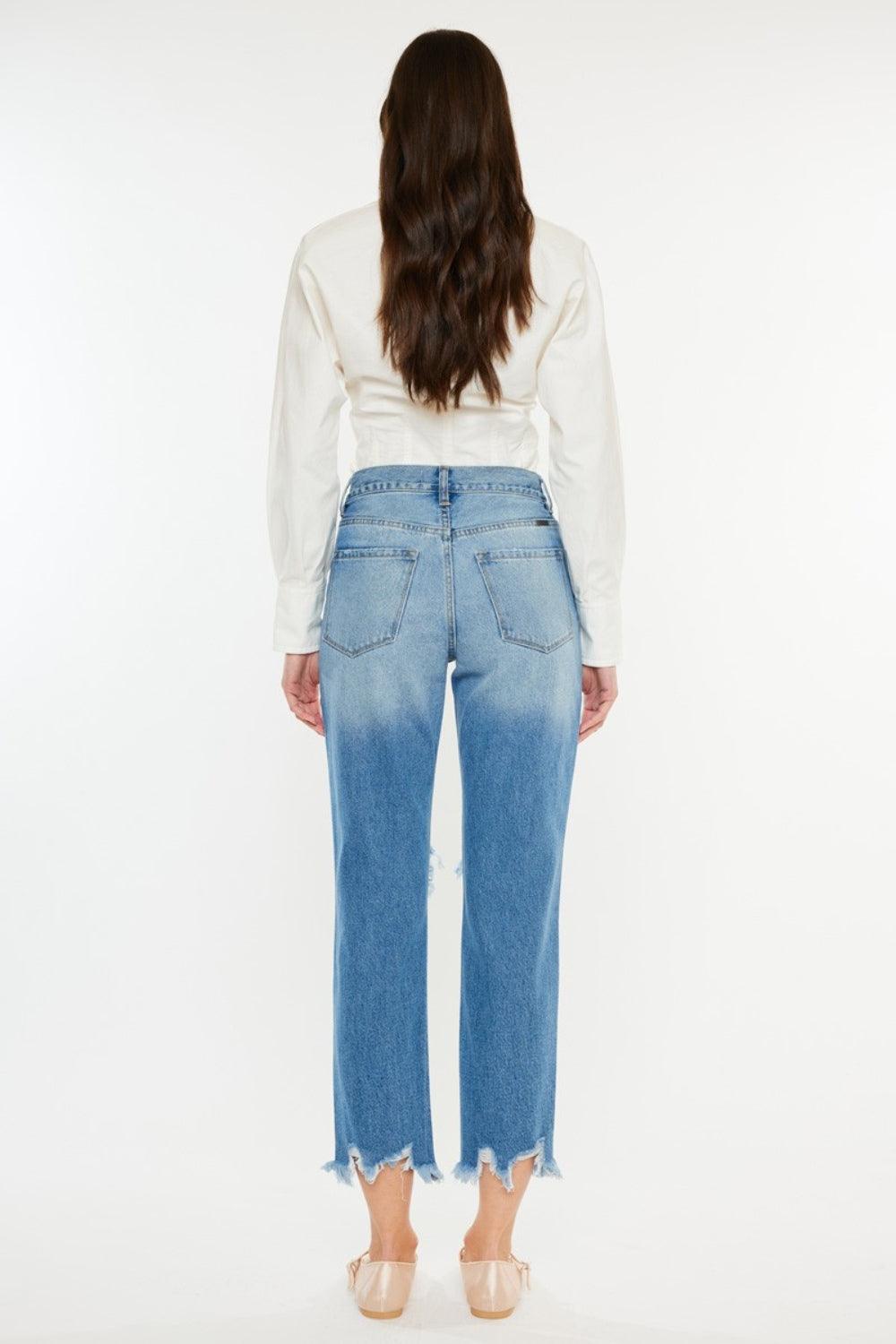 Kancan Distressed Frayed Hem Cropped Jeans - Divasha