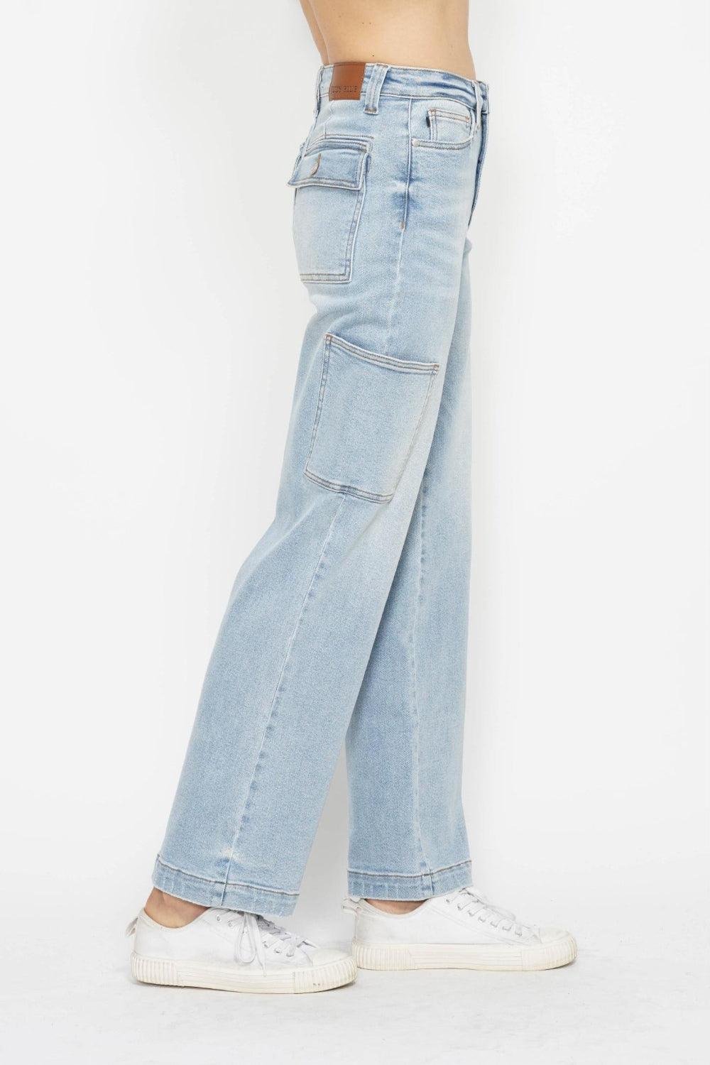 Judy Blue Full Size High Waist Straight Cargo Jeans - Divasha