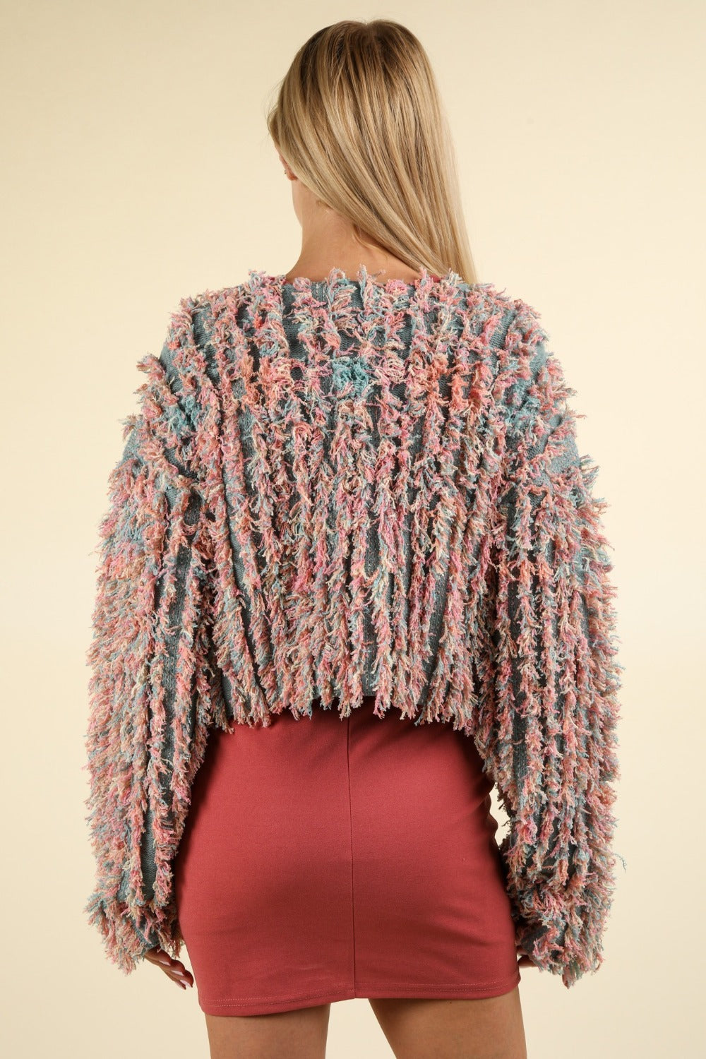 VERY J Shaggy Yarn Knit Zip Up Jacket - Divasha