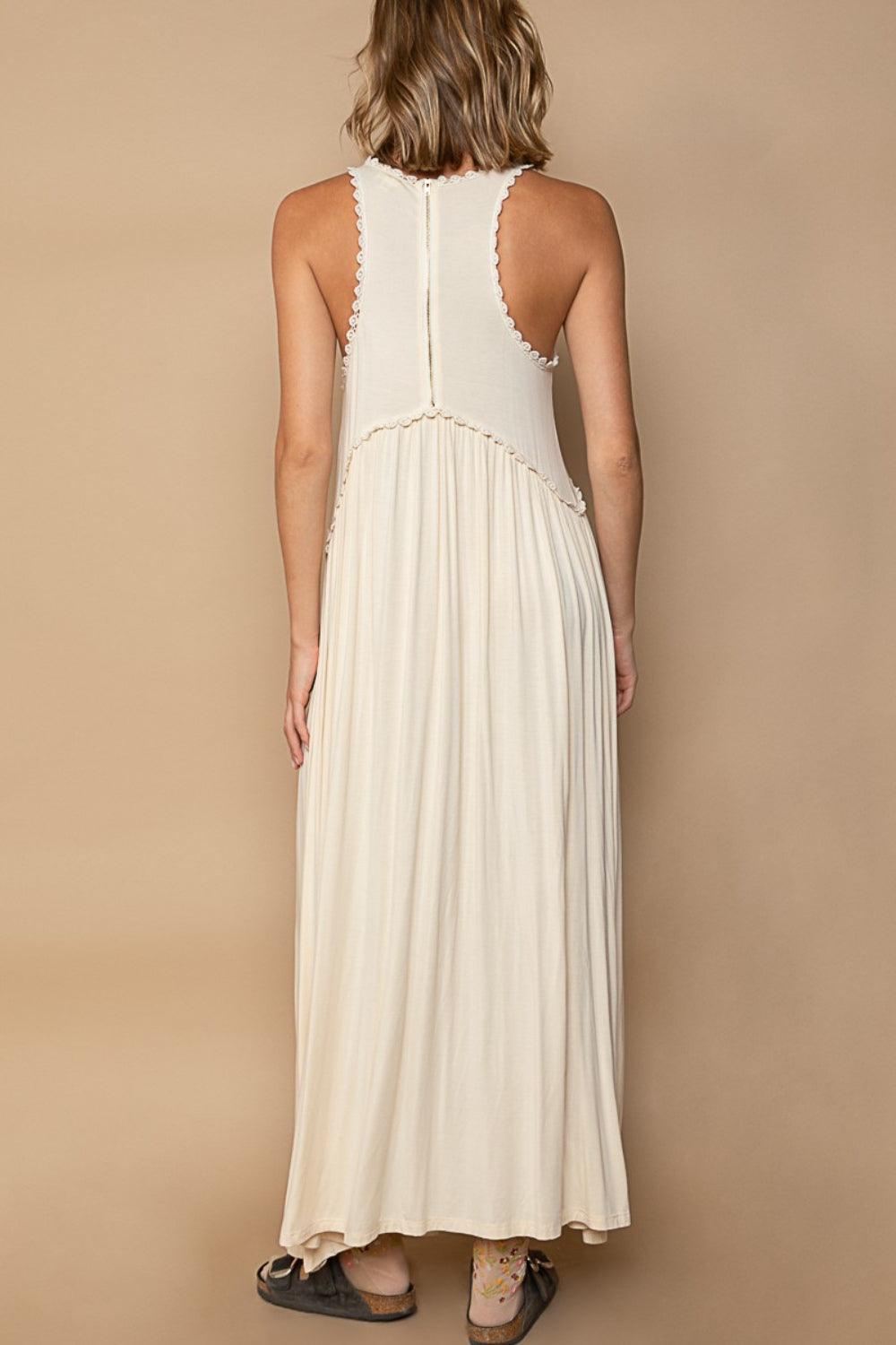 POL Sleeveless Back Zipper Front Slit Maxi Dress - Divasha