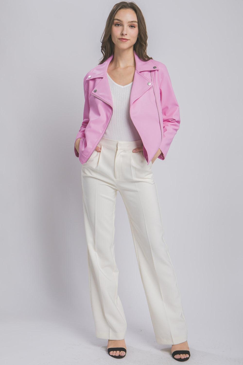 Love Tree Collared Neck Zip Up Jacket - Divasha