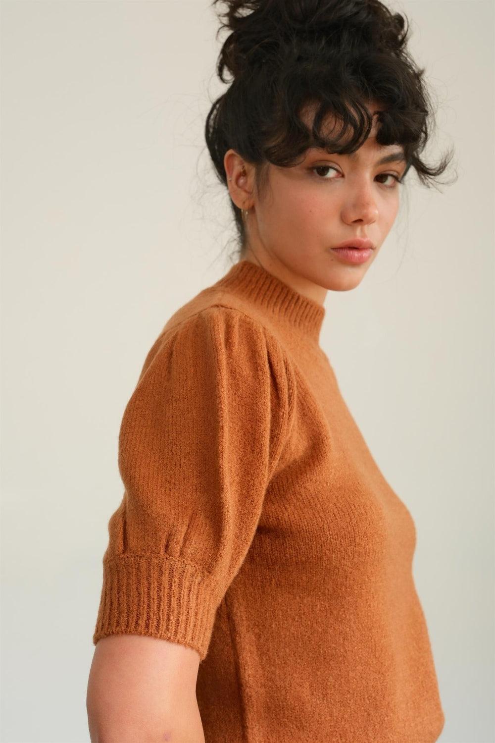 HYFVE Mock Neck Puff Sleeve Sweater - Divasha